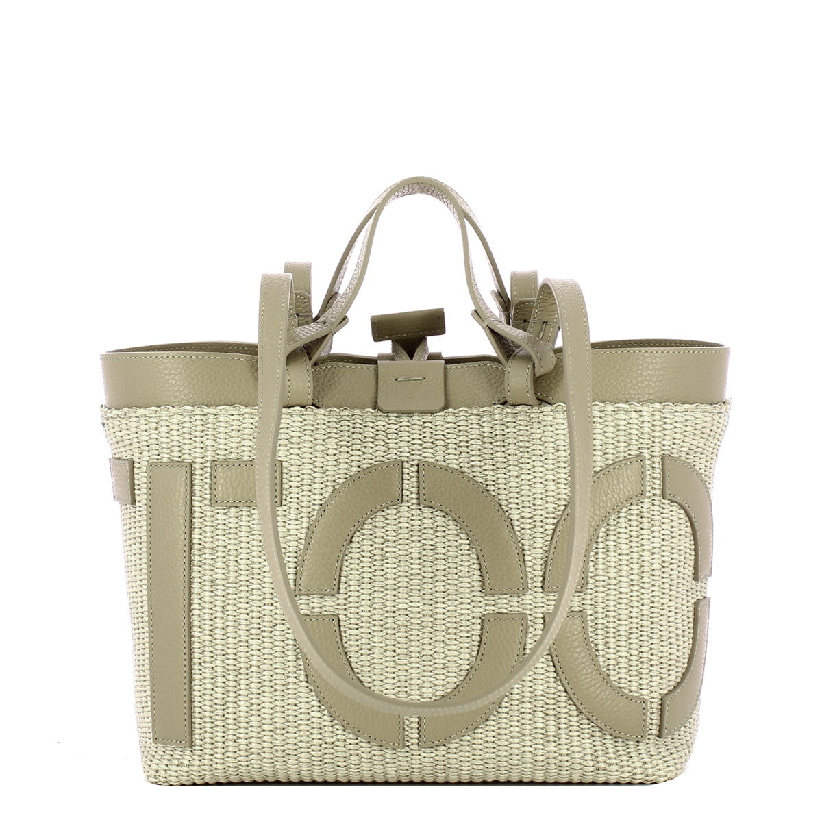 Iuntoo Shopping Sibilla Piccola Logo Raffia Cappuccino+Cappuccino - 3 Iuntoo Shopping Sibilla Piccola Logo Raffia Cappuccino+Cappuccino - 3