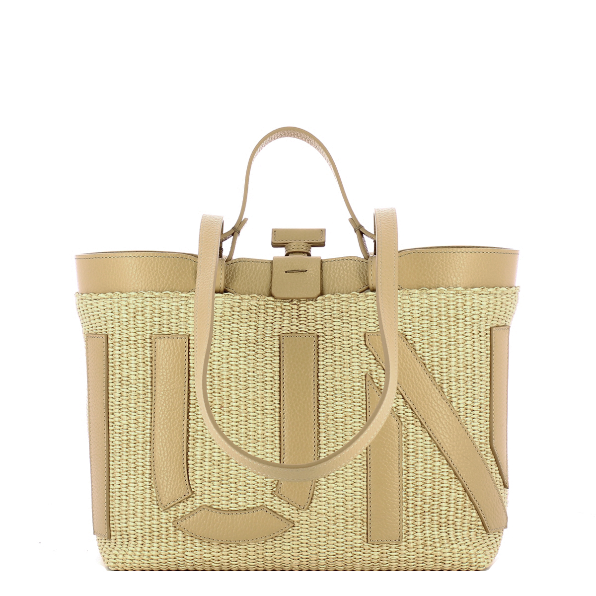 Iuntoo Shopping Sibilla Piccola Logo Raffia Naturale+Cammello - 1 Iuntoo Shopping Sibilla Piccola Logo Raffia Naturale+Cammello - 1