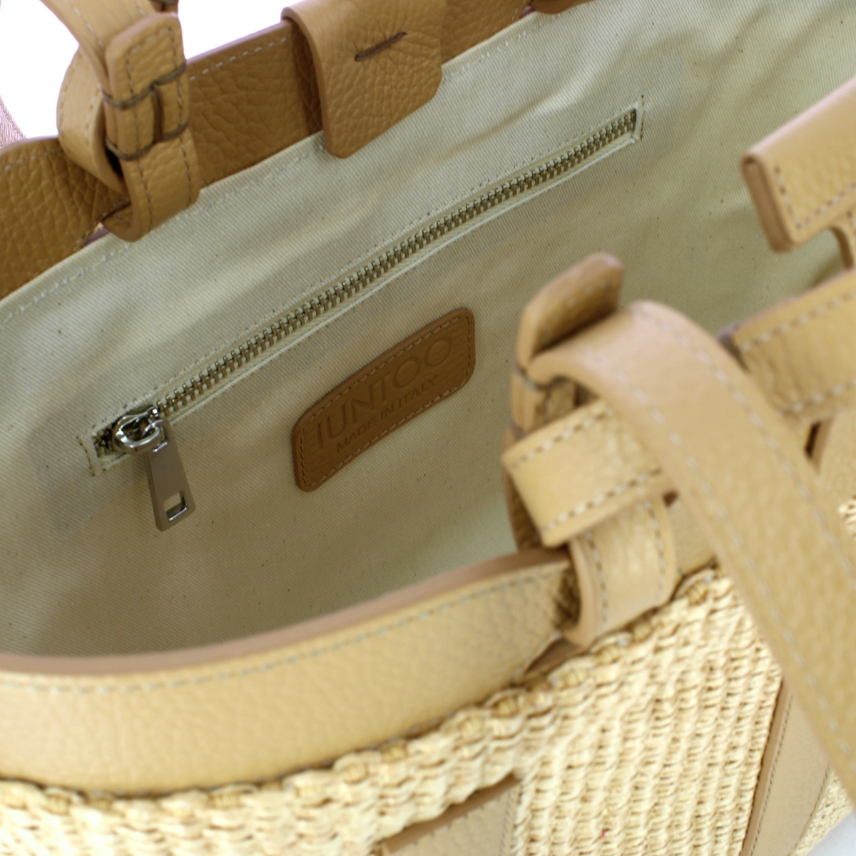 Iuntoo Shopping Sibilla Piccola Logo Raffia Naturale+Cammello - 4 Iuntoo Shopping Sibilla Piccola Logo Raffia Naturale+Cammello - 4