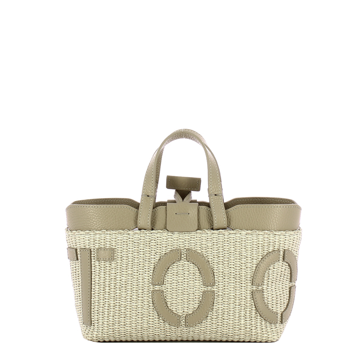 Iuntoo Sibilla Mini Logo Raffia Cappuccino+Cappuccino Shopping Bag - 3 Iuntoo Sibilla Mini Logo Raffia Cappuccino+Cappuccino Shopping Bag - 3