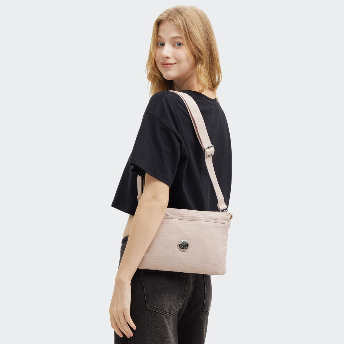 Kipling Tracolla Riri L Pink Pearl Jacquard - 2 Kipling Tracolla Riri L Pink Pearl Jacquard - 2