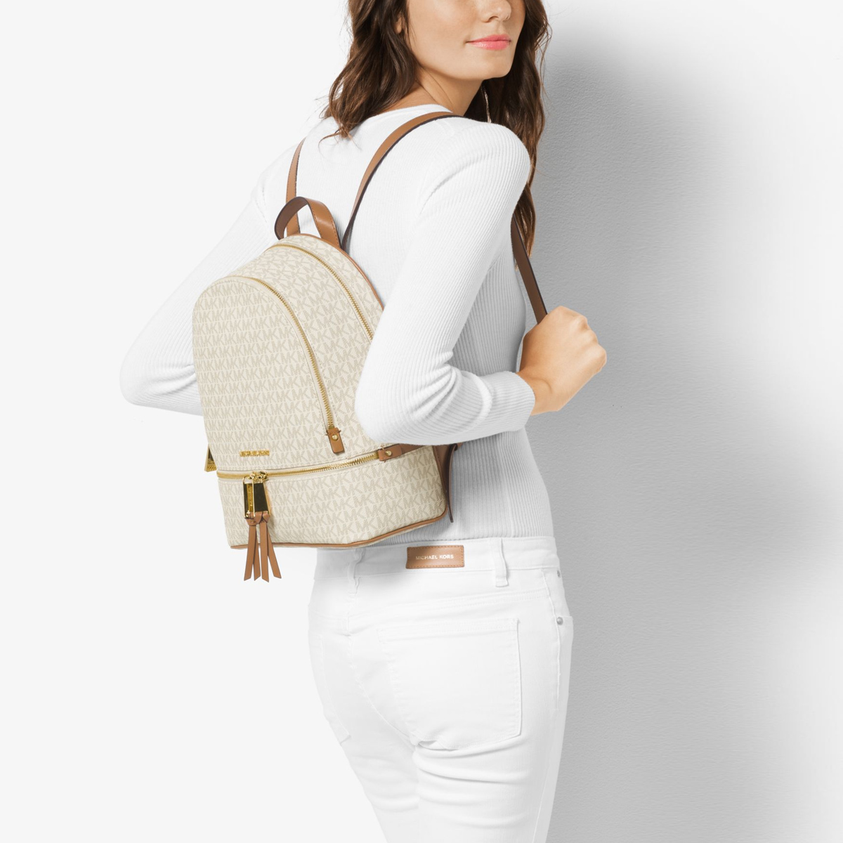 Michael Kors Zaino Rhea Medium logato Vanilla - 3