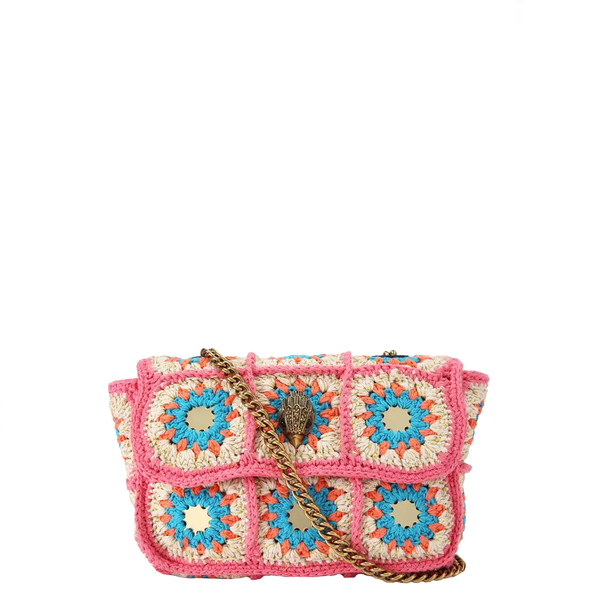 Kurt Geiger Tracolla Medium Kensington Bag Crochet Pink Comb - 1
