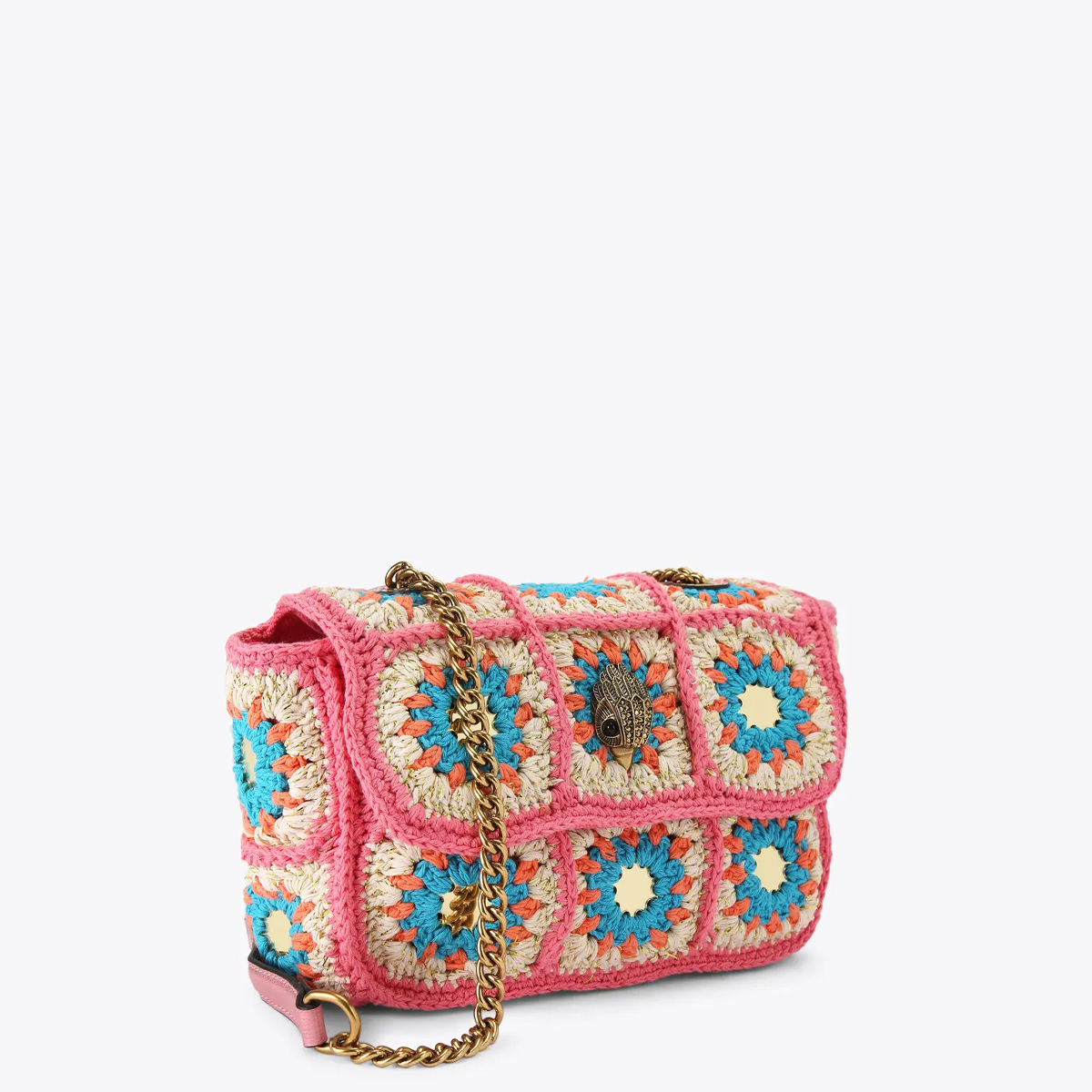 Kurt Geiger Tracolla Medium Kensington Bag Crochet Pink Comb - 3