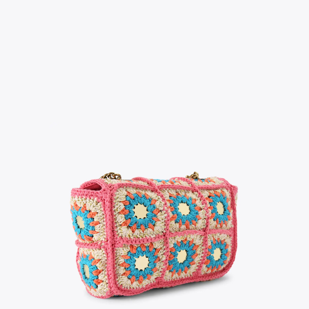 Kurt Geiger Tracolla Medium Kensington Bag Crochet Pink Comb - 4