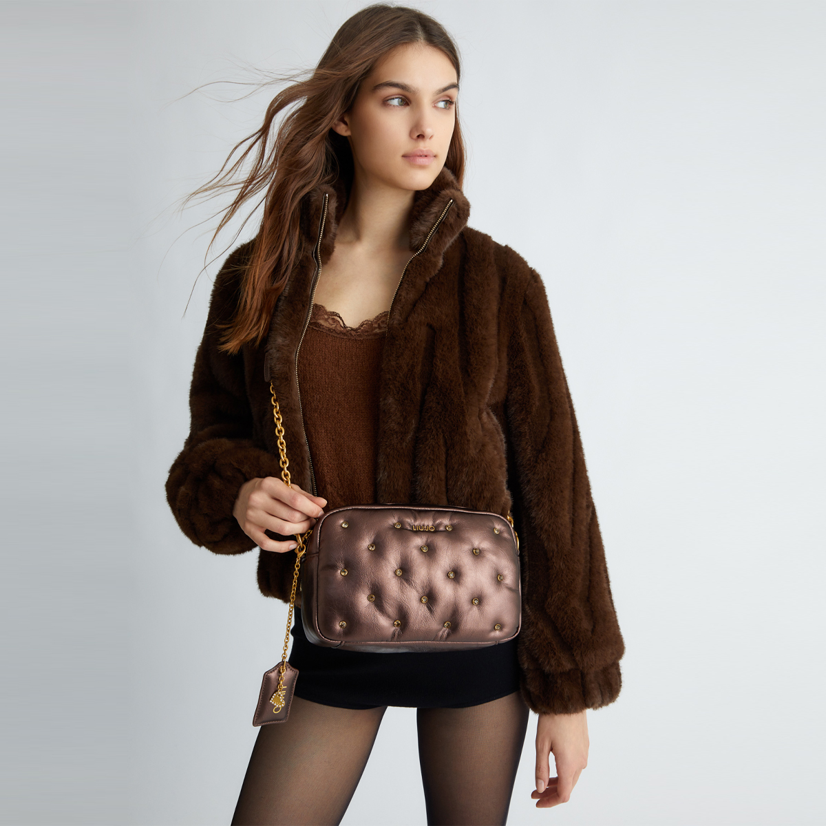 Liu Jo Tracolla Glossy con strass Brown Stone Met. - 2 Liu Jo Tracolla Glossy con strass Brown Stone Met. - 2