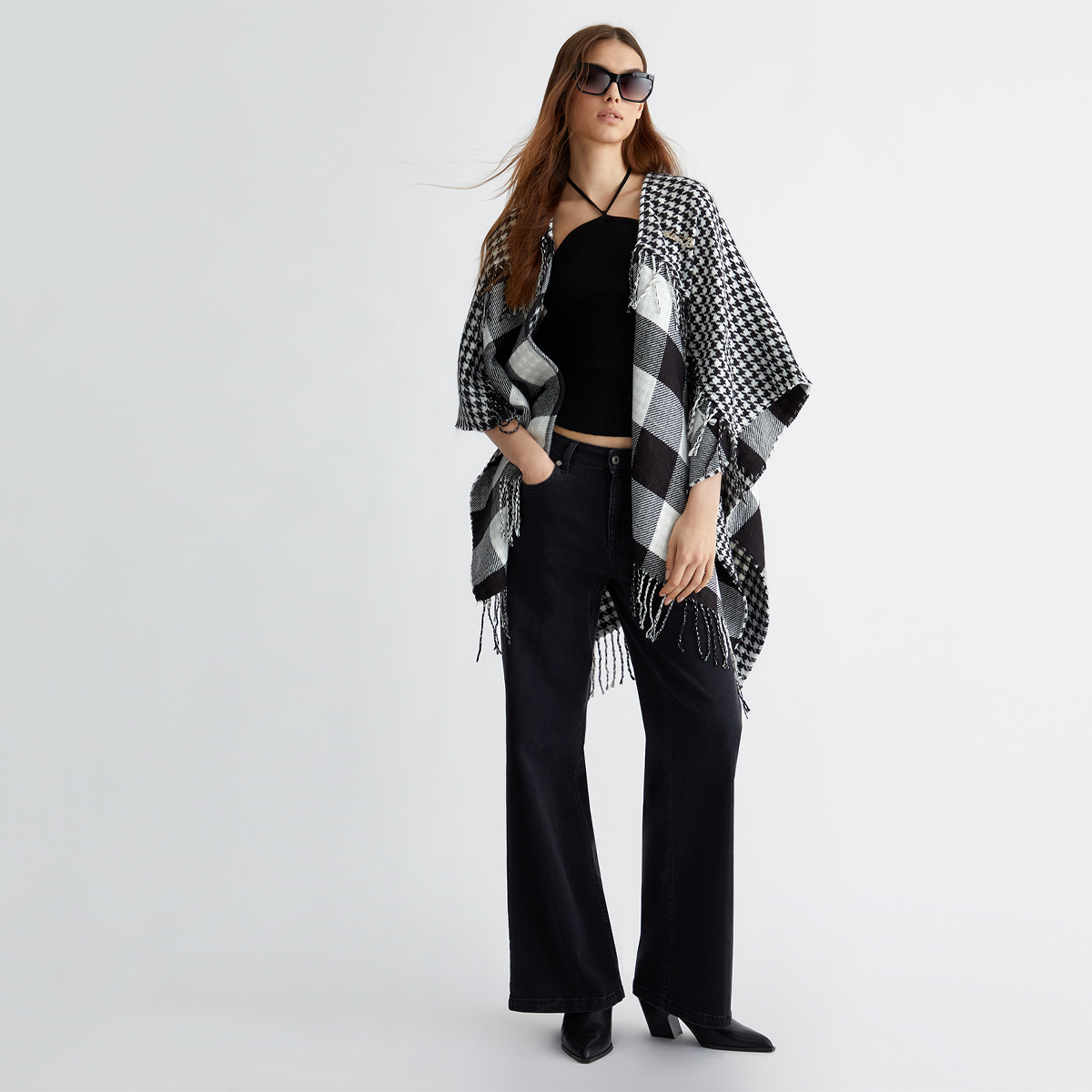 Liu Jo Cloack Poncho Bianco Nero - 2 Liu Jo Cloack Poncho Bianco Nero - 2