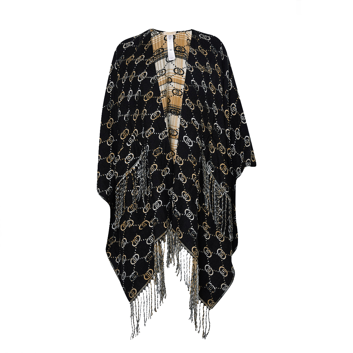 Liu Jo Poncho con Logo Jacquard Black - 1 Liu Jo Poncho con Logo Jacquard Black - 1