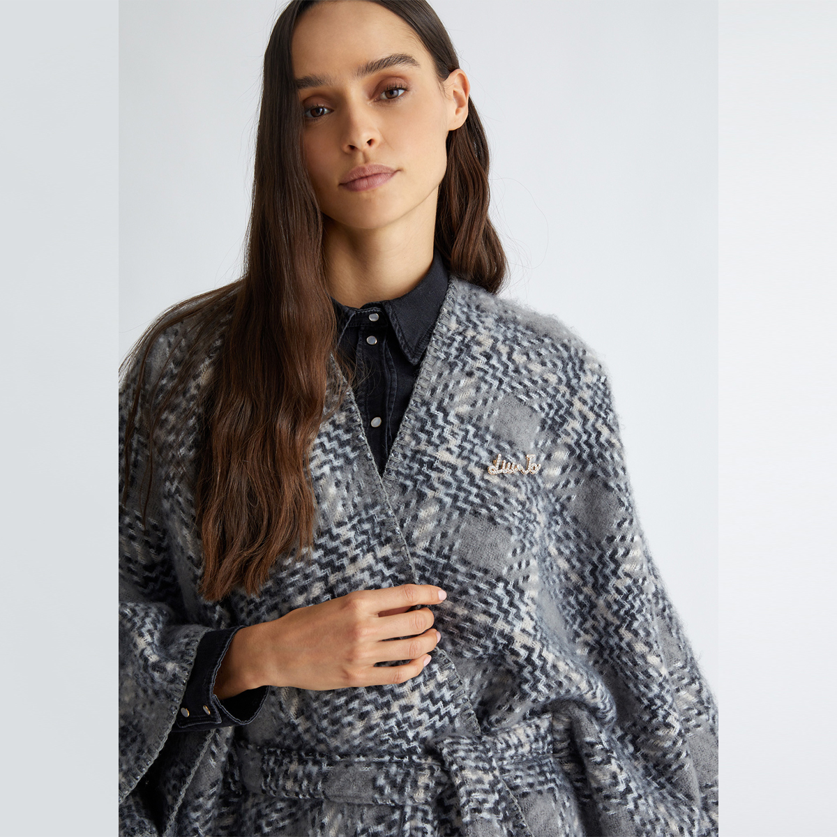 Liu Jo Poncho Pied de Poule Grey Cloud - 4 Liu Jo Poncho Pied de Poule Grey Cloud - 4