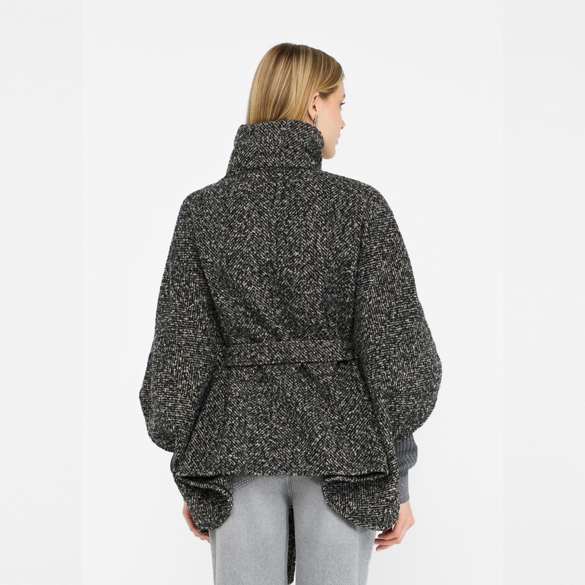 Liu Jo Poncho con cintura Nero Bianco - 3