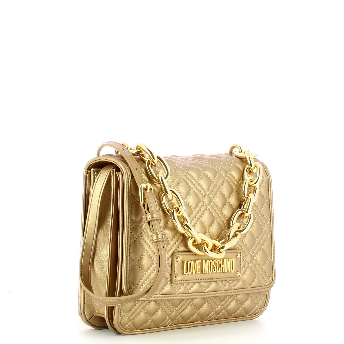 Love Moschino Borsa a tracolla con catena Shiny Quilted Oro - 2