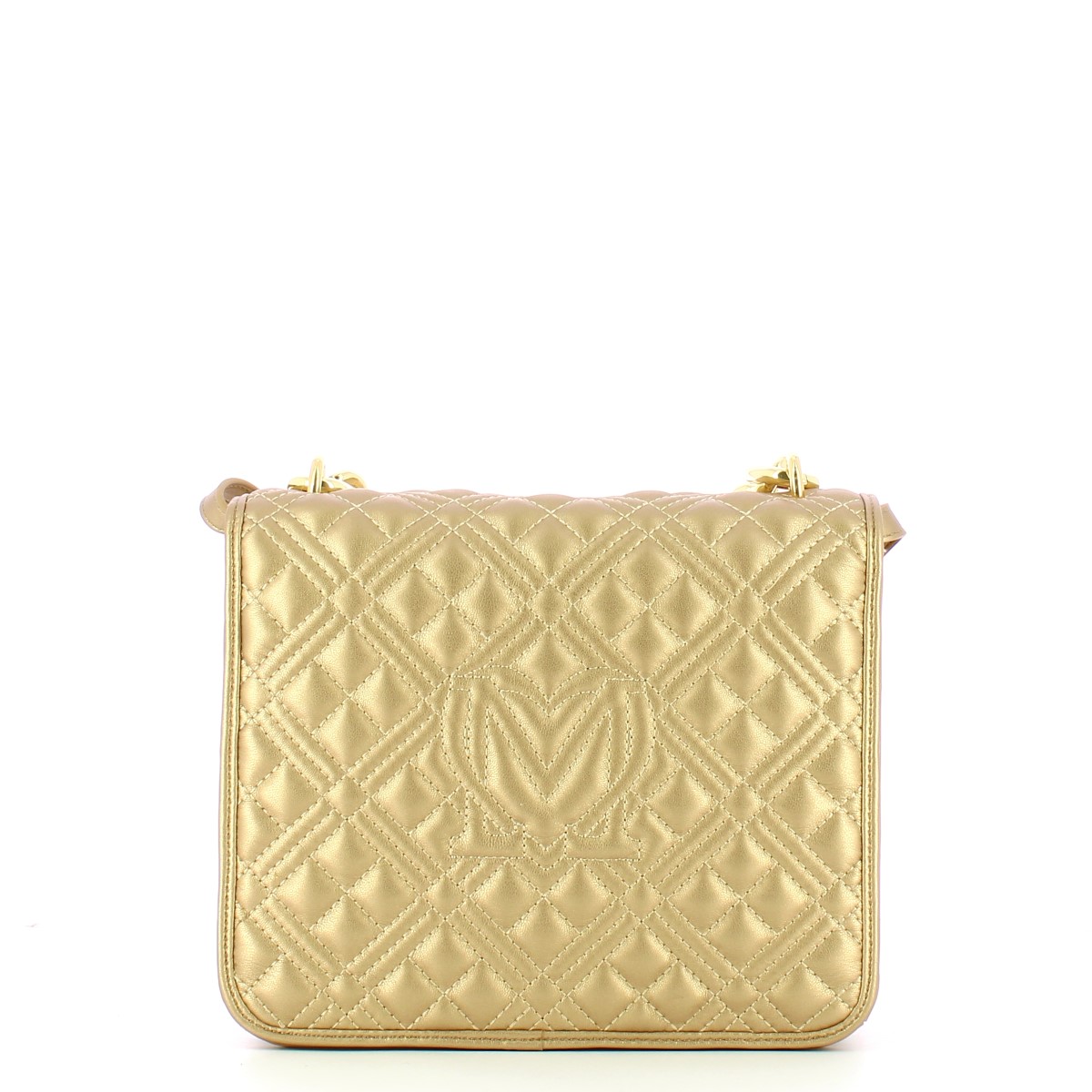 Love Moschino Borsa a tracolla con catena Shiny Quilted Oro - 3