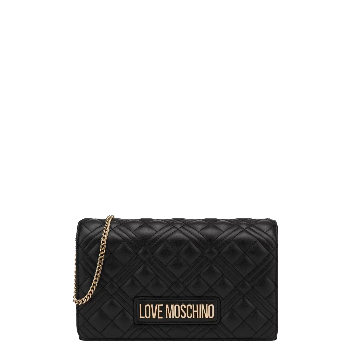 Love Moschino Clutch Shiny Quilted Nero Oro - 1