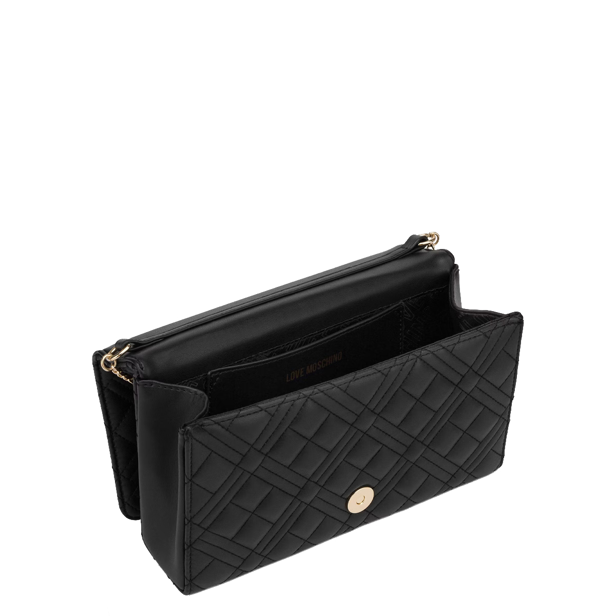 Love Moschino Clutch Shiny Quilted Nero Oro - 3