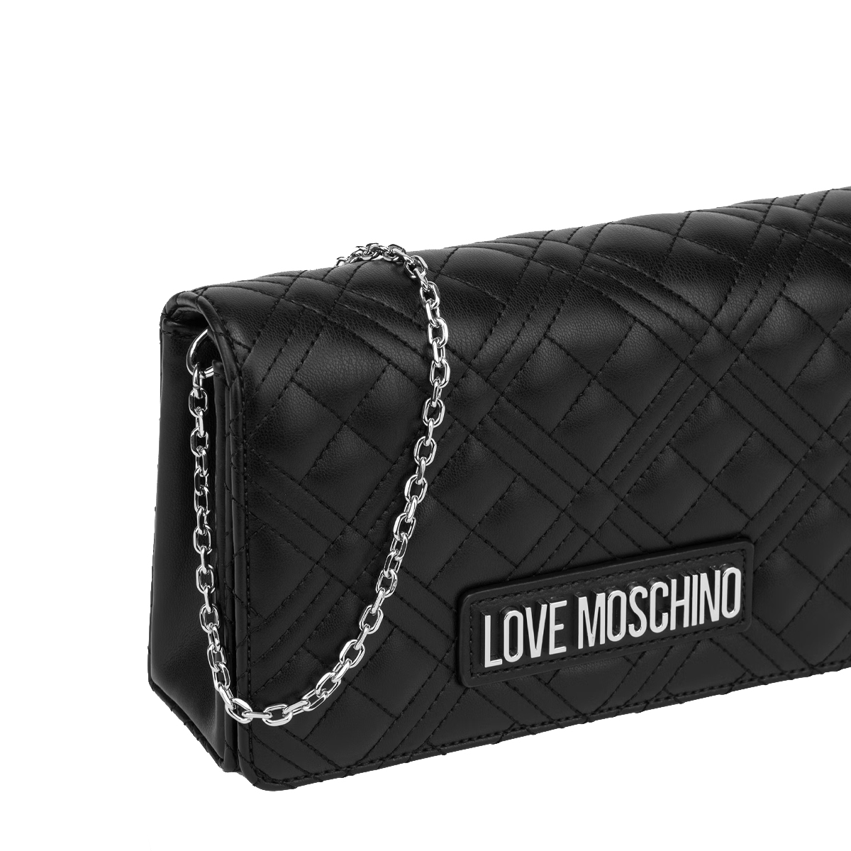 Love Moschino Clutch Shiny Quilted Nero Nikel - 4