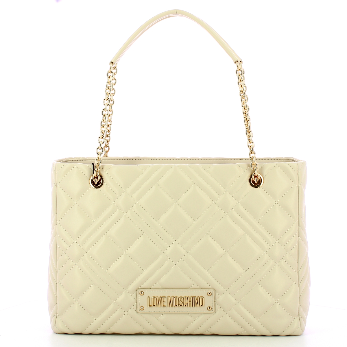 Love Moschino Shopper Quilted Lettering Logo Avorio - 1