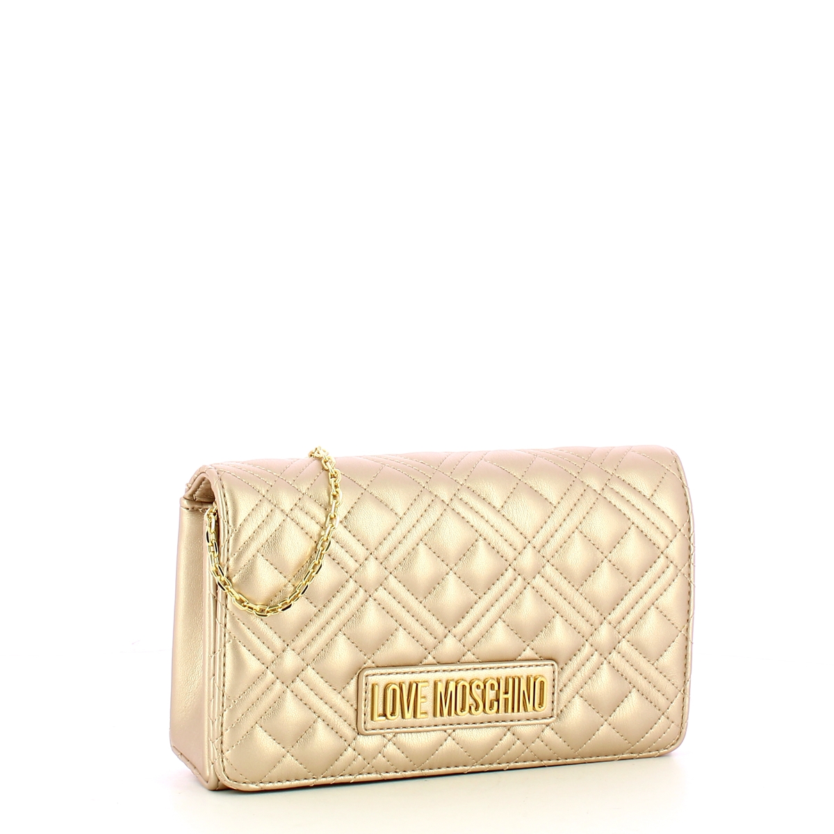 Love Moschino Clutch Shiny Quilted Metallic Gold - 2