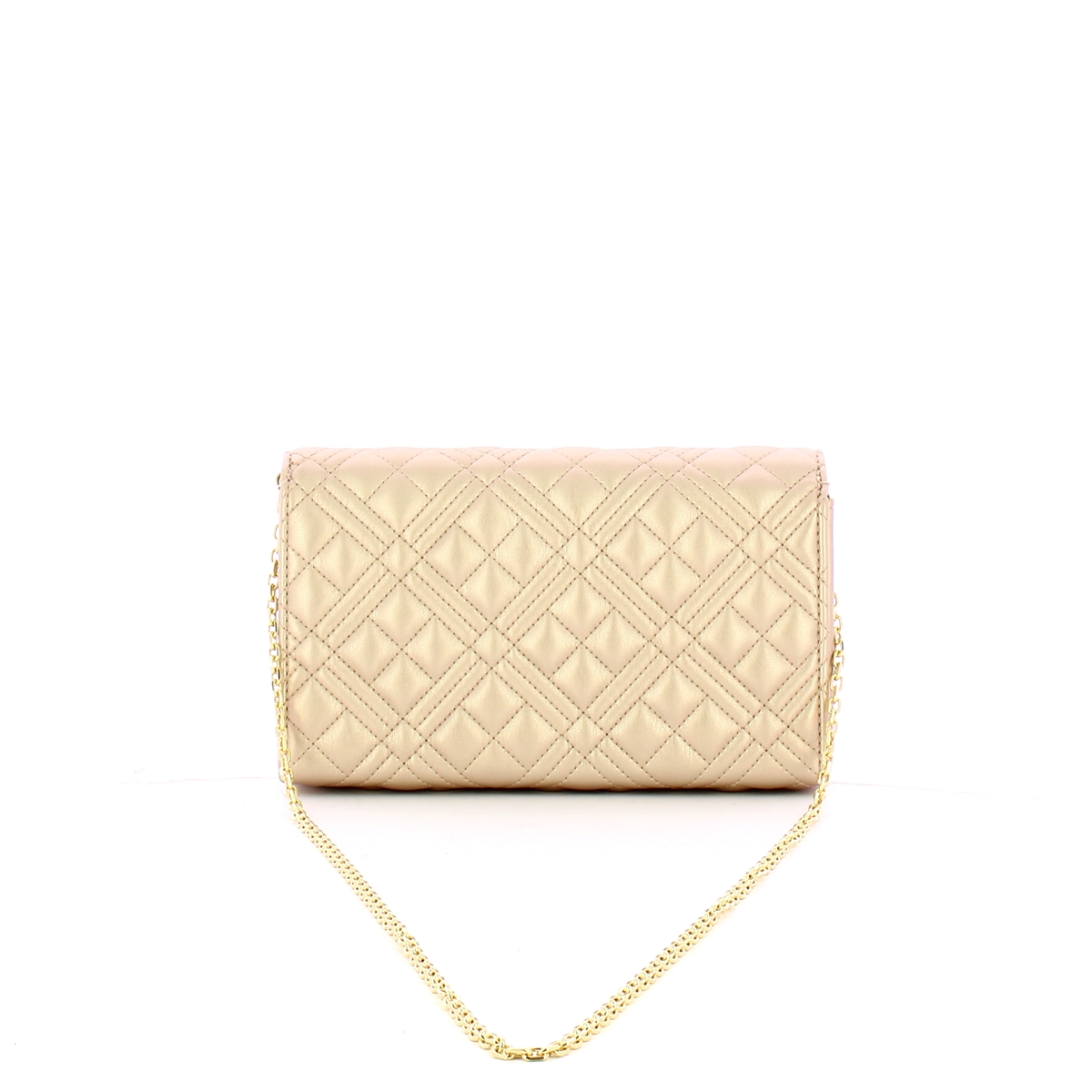 Love Moschino Clutch Shiny Quilted Metallic Gold - 3
