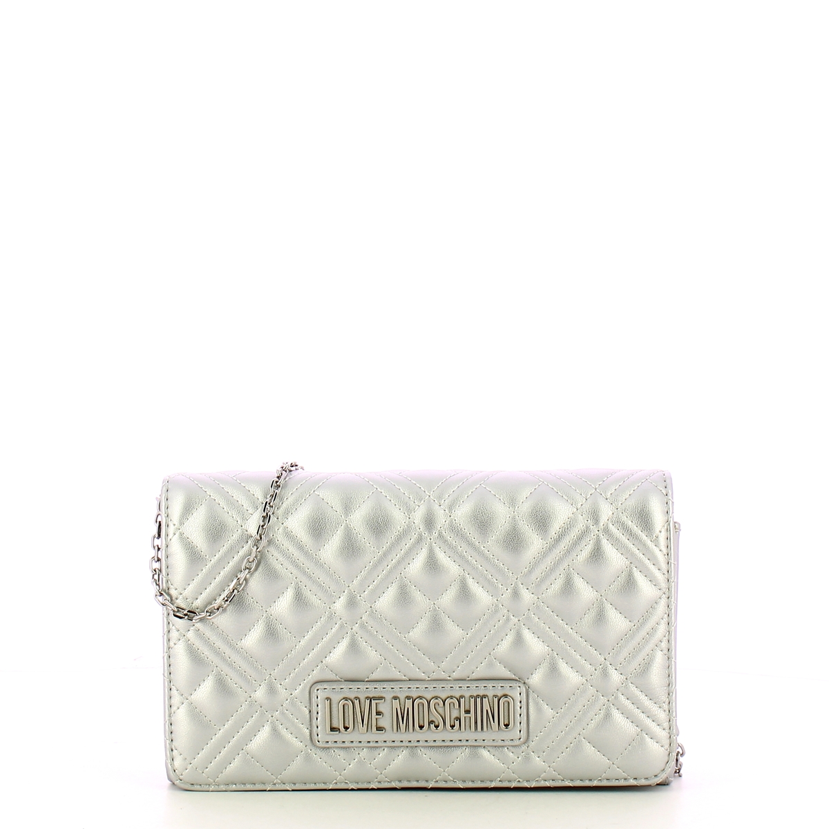 Love Moschino Clutch Shiny Quilted Silver - 1