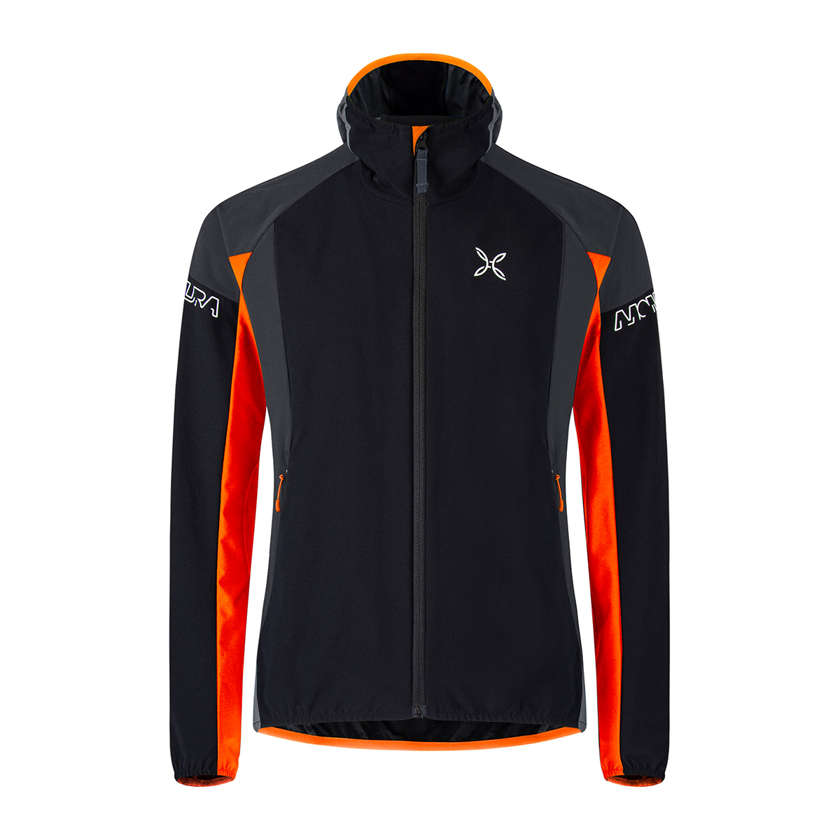 MNTR Giacca con cappuccio Flash Sky Nero Arancio Brillante - 1