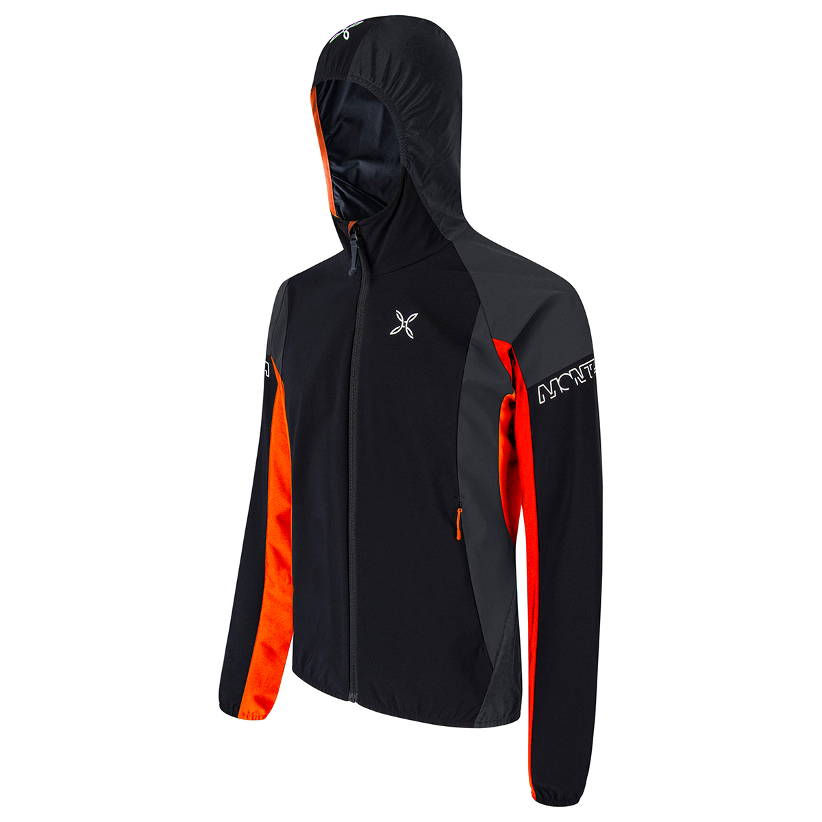 MNTR Giacca con cappuccio Flash Sky Nero Arancio Brillante - 2