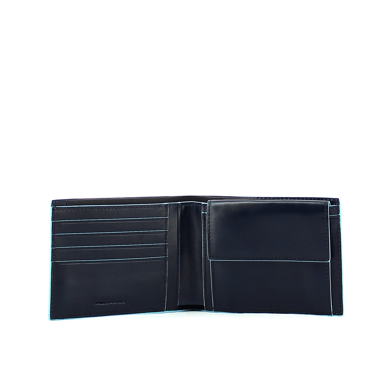 Men wallet with coin pouch Blue Square Men wallet with coin pouch Blue Square