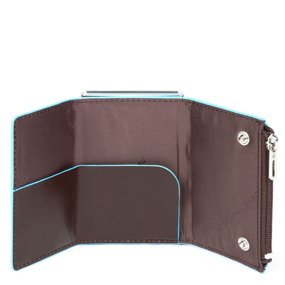Piquadro Porta carte di credito con Sliding System con portamonete e banconote RFID Blue Square - 2 Piquadro Porta carte di credito con Sliding System con portamonete e banconote RFID Blue Square - 2