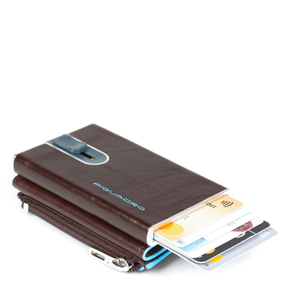 Piquadro Porta carte di credito con Sliding System con portamonete e banconote RFID Blue Square - 3 Piquadro Porta carte di credito con Sliding System con portamonete e banconote RFID Blue Square - 3