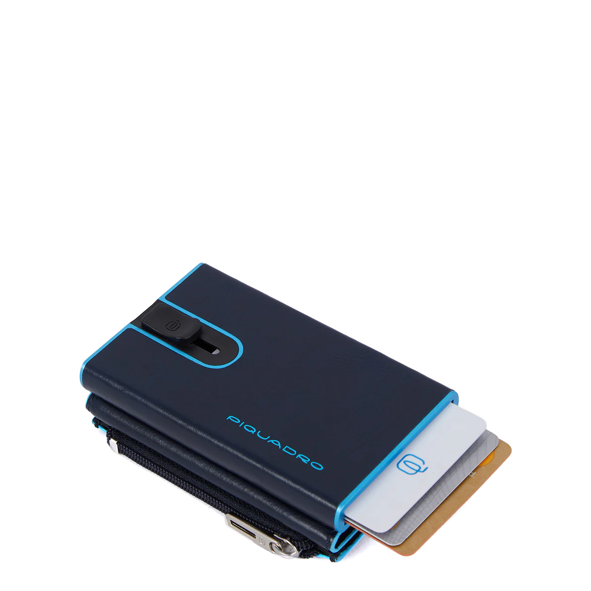 Piquadro Porta carte di credito con Sliding System con portamonete e banconote RFID Blue Square - 2 Piquadro Porta carte di credito con Sliding System con portamonete e banconote RFID Blue Square - 2