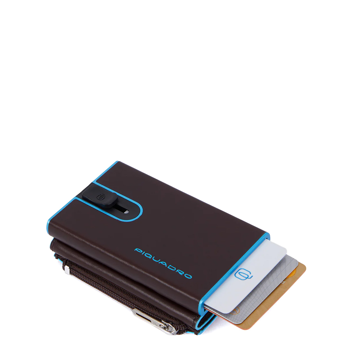 Piquadro Porta carte di credito con Sliding System con portamonete e banconote RFID Blue Square - 2 Piquadro Porta carte di credito con Sliding System con portamonete e banconote RFID Blue Square - 2