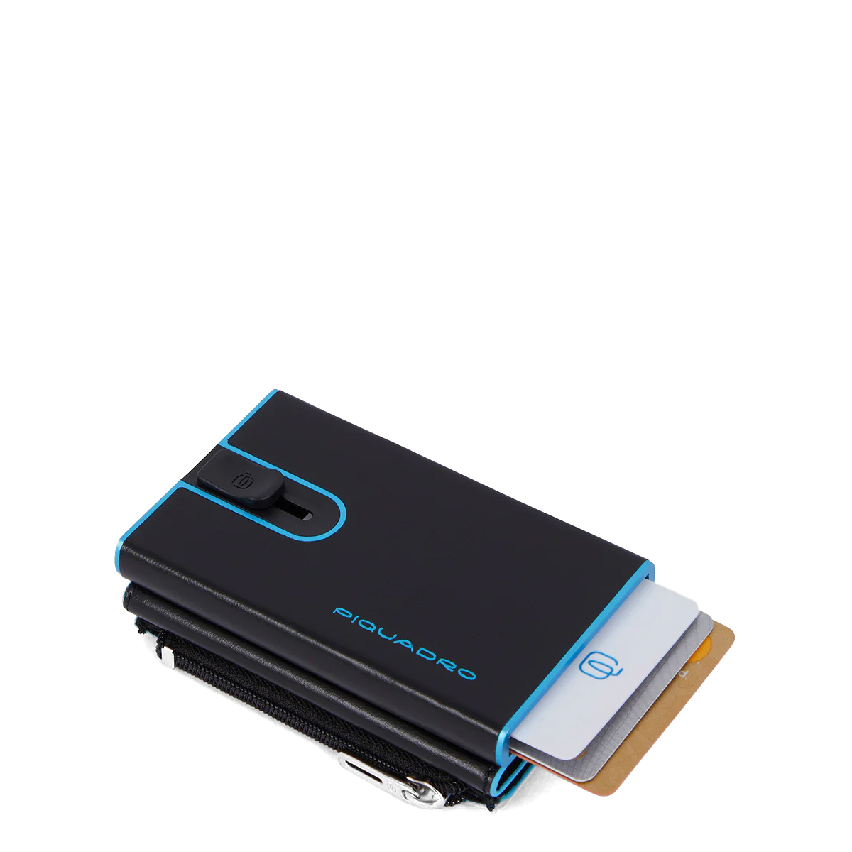 Piquadro Porta carte di credito con Sliding System con portamonete e banconote RFID Blue Square - 2 Piquadro Porta carte di credito con Sliding System con portamonete e banconote RFID Blue Square - 2