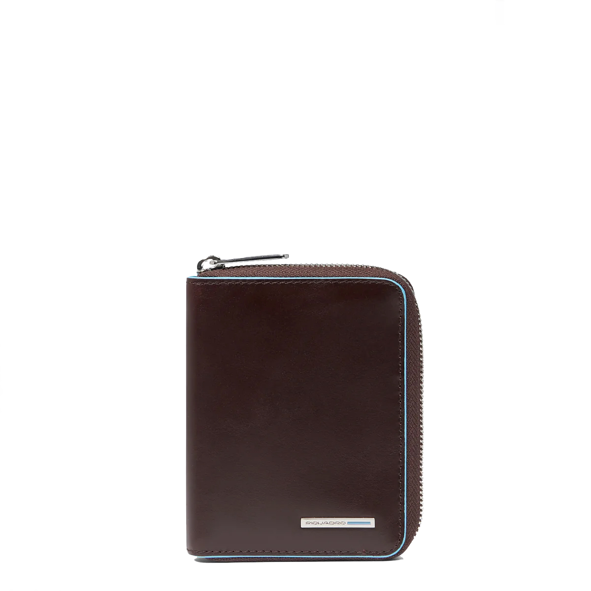 Piquadro Portafoglio Piccolo Blue Square Zip Around Mogano - 1 Piquadro Portafoglio Piccolo Blue Square Zip Around Mogano - 1