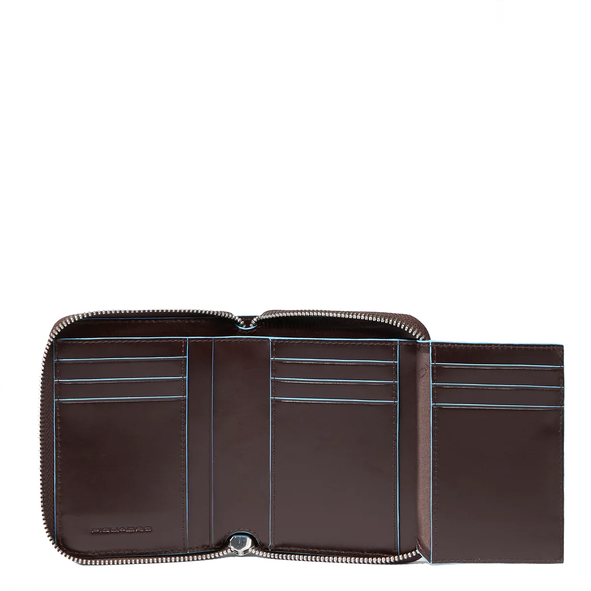 Piquadro Portafoglio Piccolo Blue Square Zip Around Mogano - 4 Piquadro Portafoglio Piccolo Blue Square Zip Around Mogano - 4