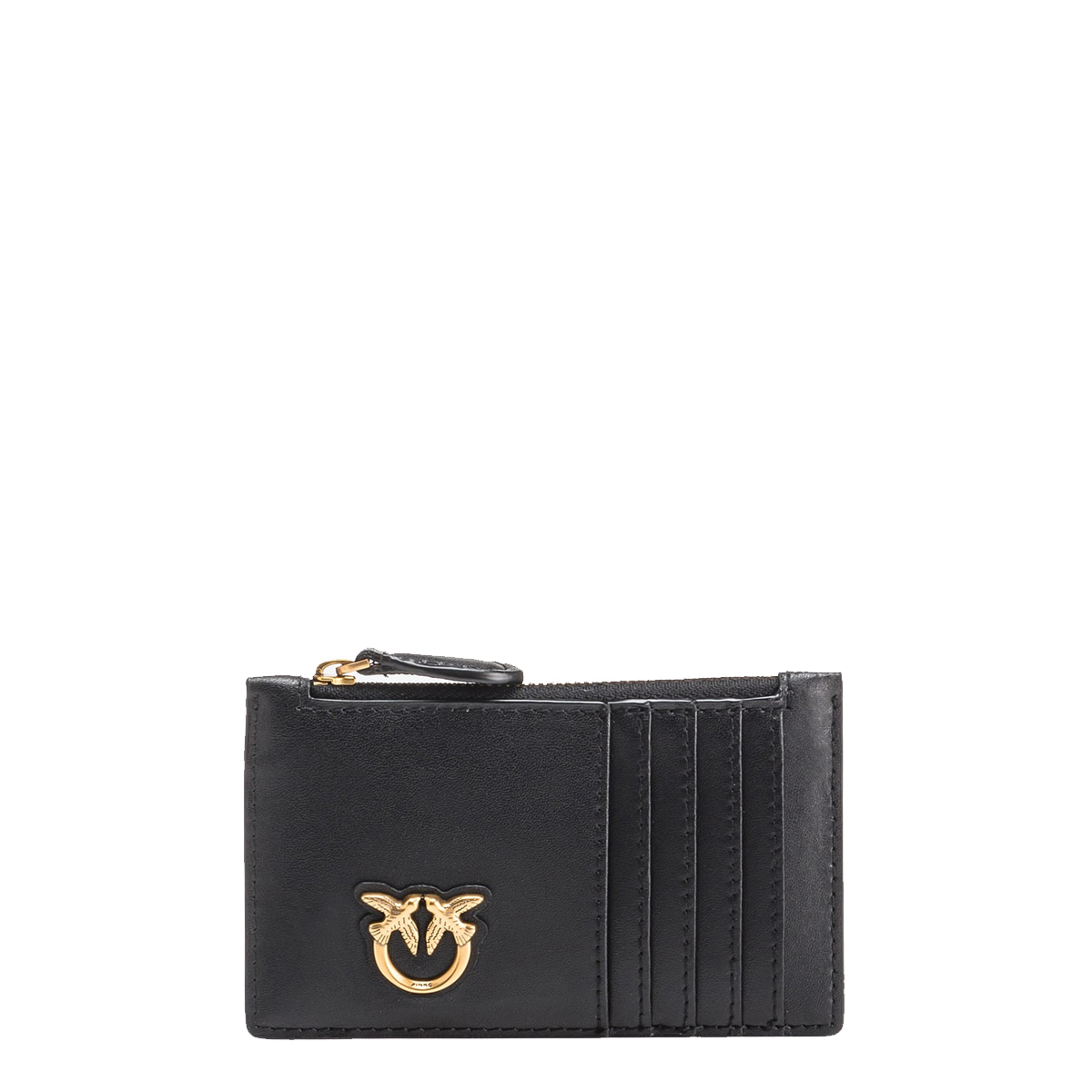 Pinko Porta Carte di credito Airone Nero Antique Gold - 1 Pinko Porta Carte di credito Airone Nero Antique Gold - 1