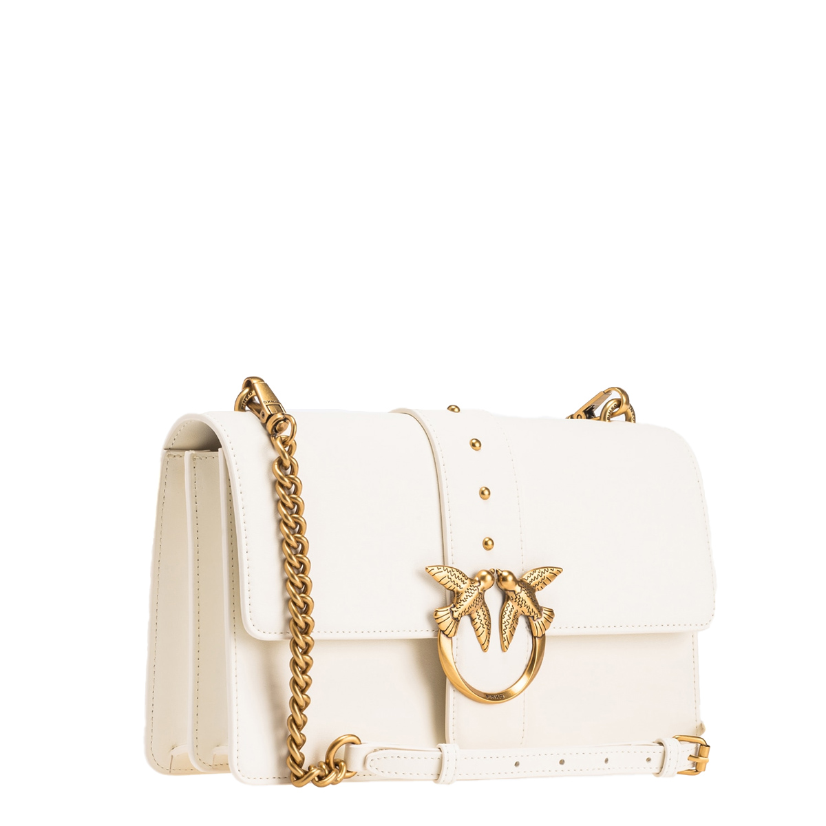Pinko Borsa a tracolla Love One Classic Bianco Seta Antique Gold - 2