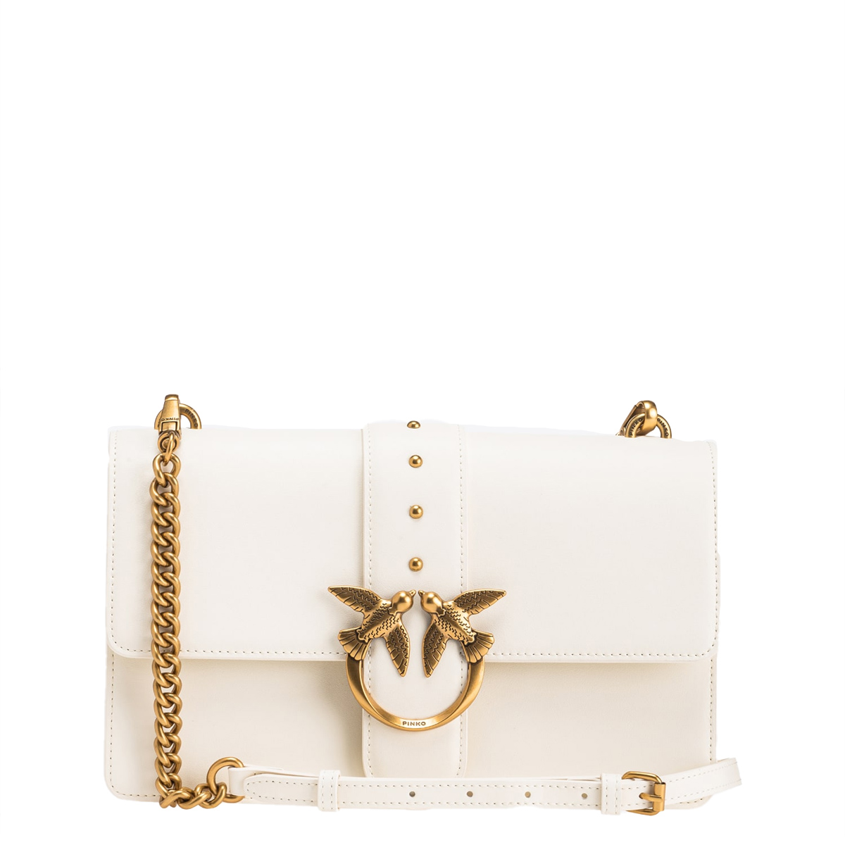 Pinko Borsa a tracolla Love One Classic Bianco Seta Antique Gold - 1