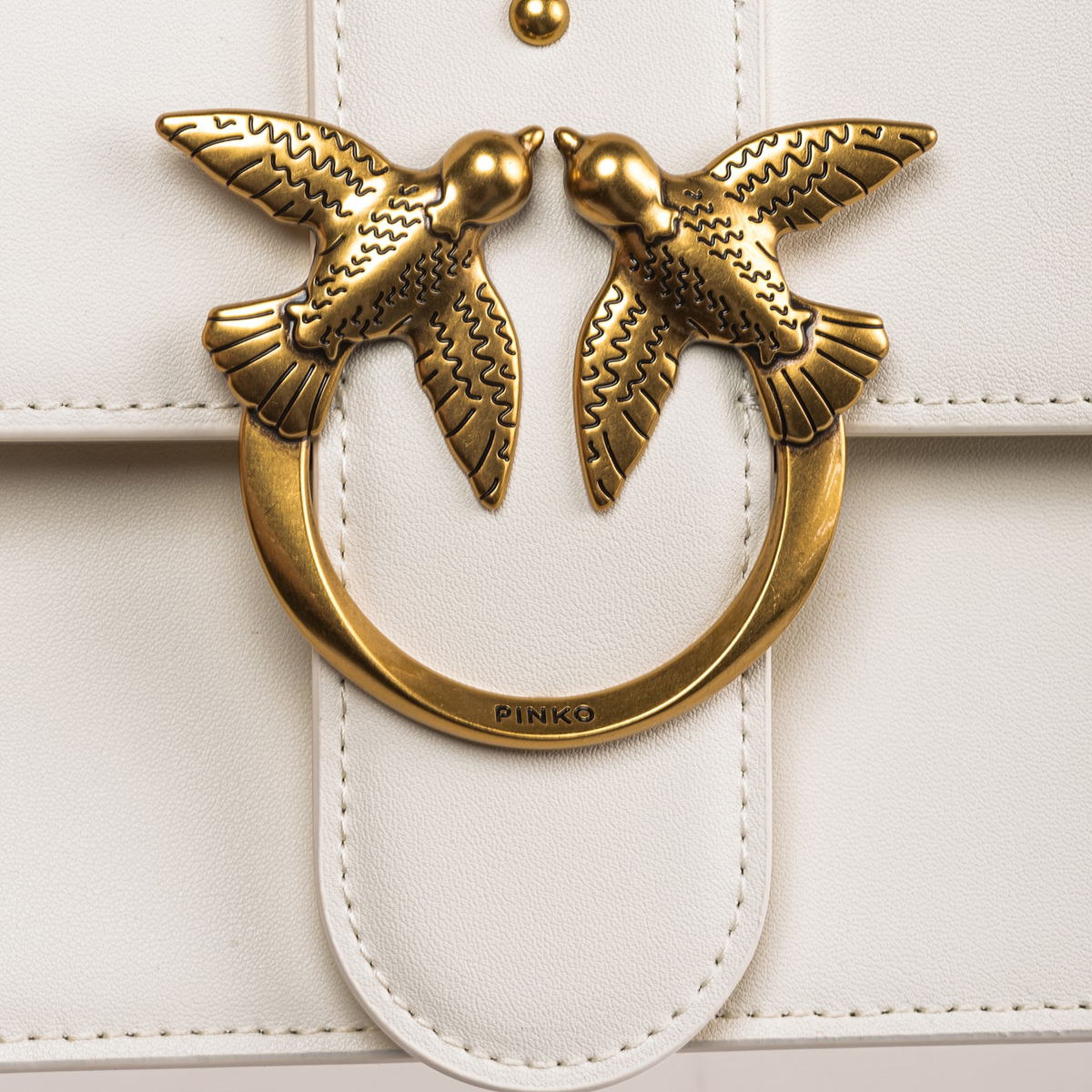 Pinko Borsa a tracolla Love One Classic Bianco Seta Antique Gold - 4