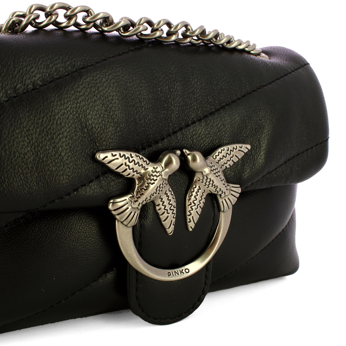 Pinko Mini Borsa a tracolla Love Puff Nero Old Silver - 4