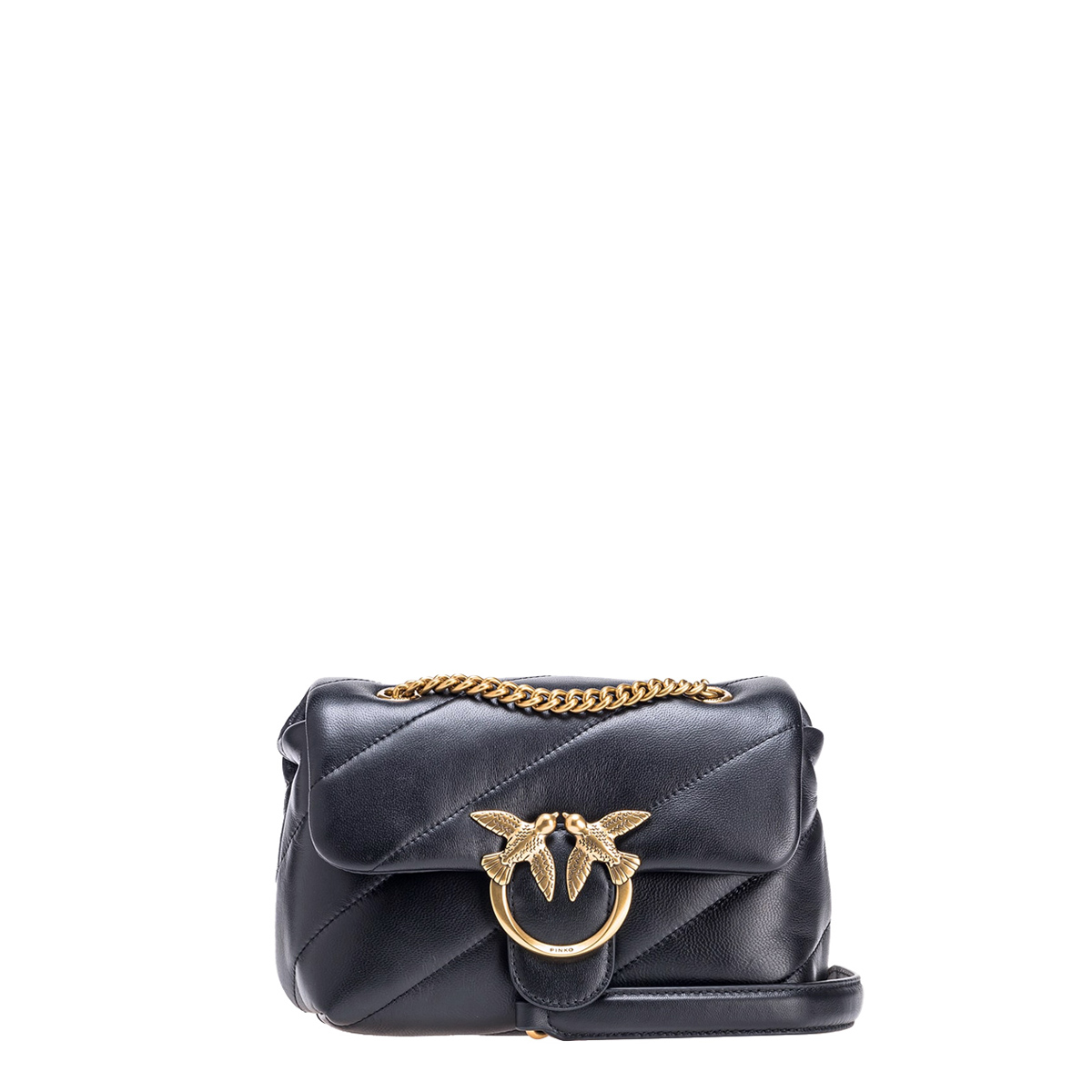 Pinko Mini Borsa a tracolla Love Puff Maxi Quilt Nero Antique Gold - 1