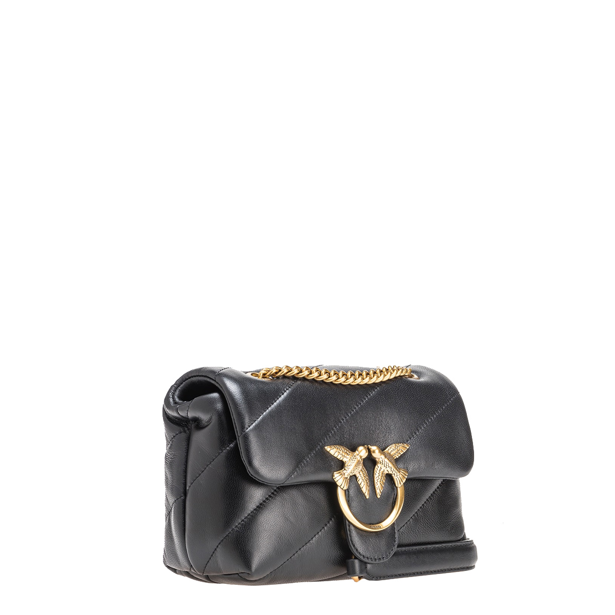 Pinko Mini Borsa a tracolla Love Puff Maxi Quilt Nero Antique Gold - 2
