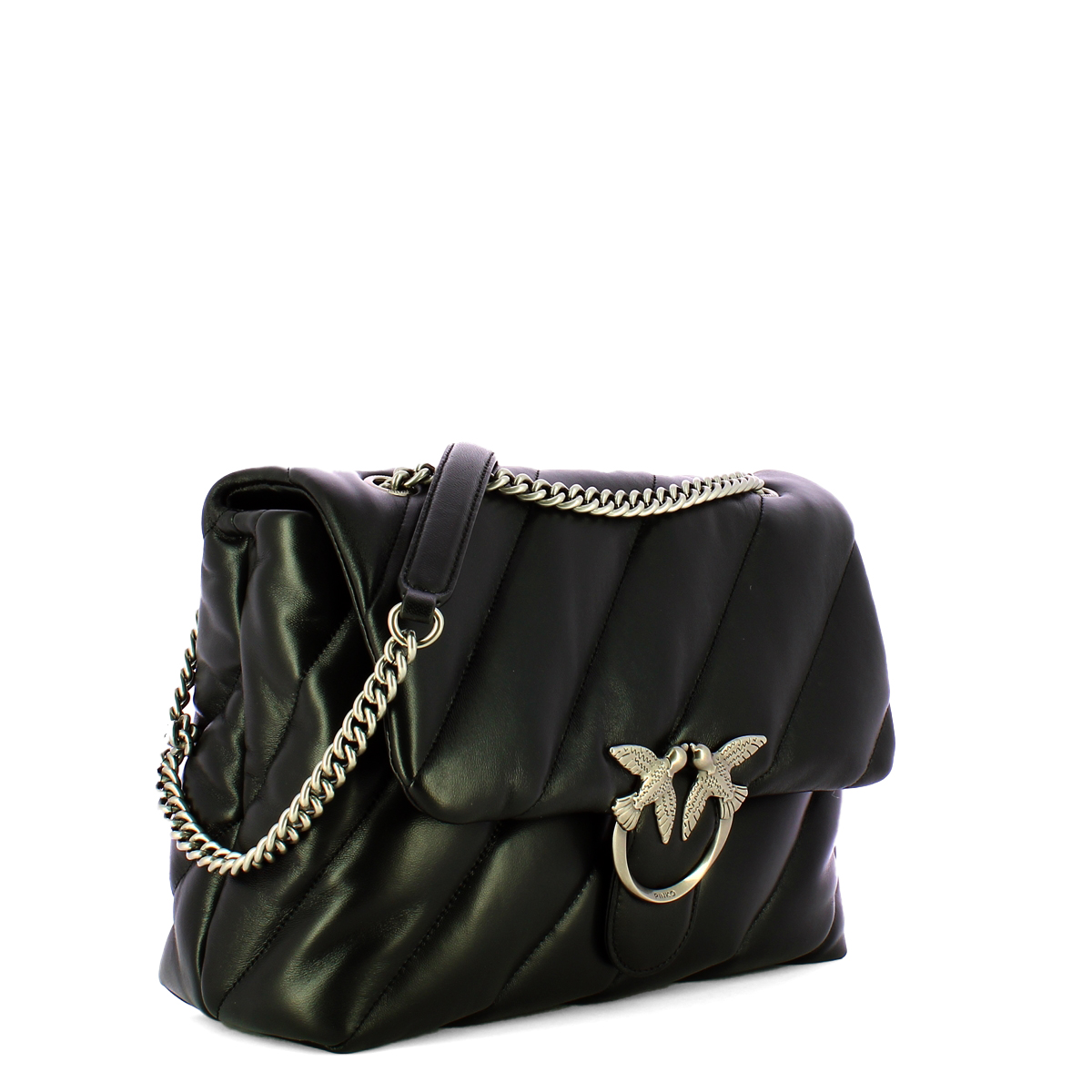 Pinko Borsa a tracolla Large Love Puff Nero Old Silver - 2 Pinko Borsa a tracolla Large Love Puff Nero Old Silver - 2