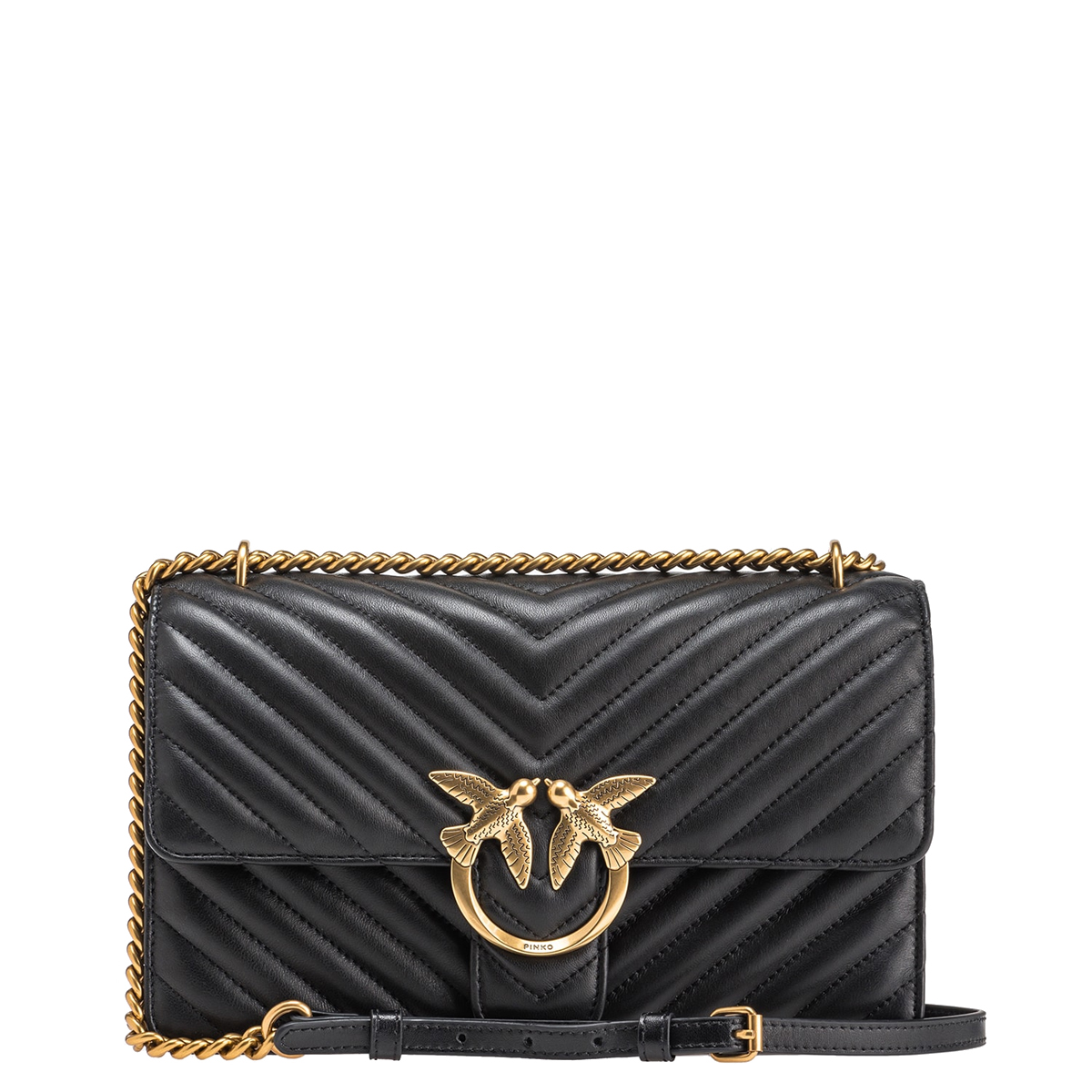 Pinko Borsa a tracolla Love One Chevron Nero Antique Gold - 1 Pinko Borsa a tracolla Love One Chevron Nero Antique Gold - 1