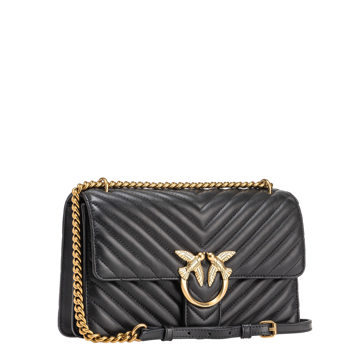 Pinko Borsa a tracolla Love One Chevron Nero Antique Gold - 2 Pinko Borsa a tracolla Love One Chevron Nero Antique Gold - 2