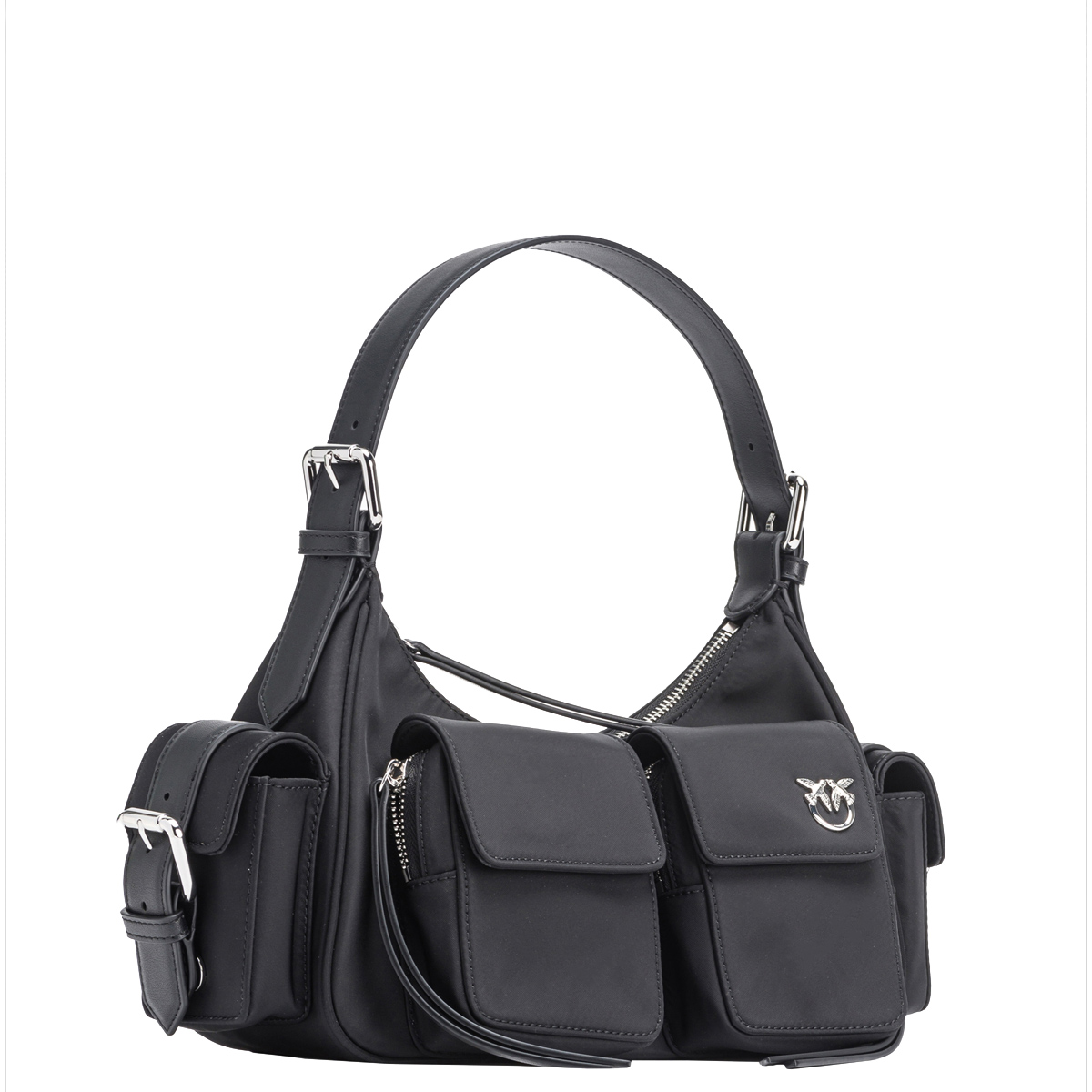 Pinko Borsa a spalla Cargo Nero Limousine Shiny Nickel - 2