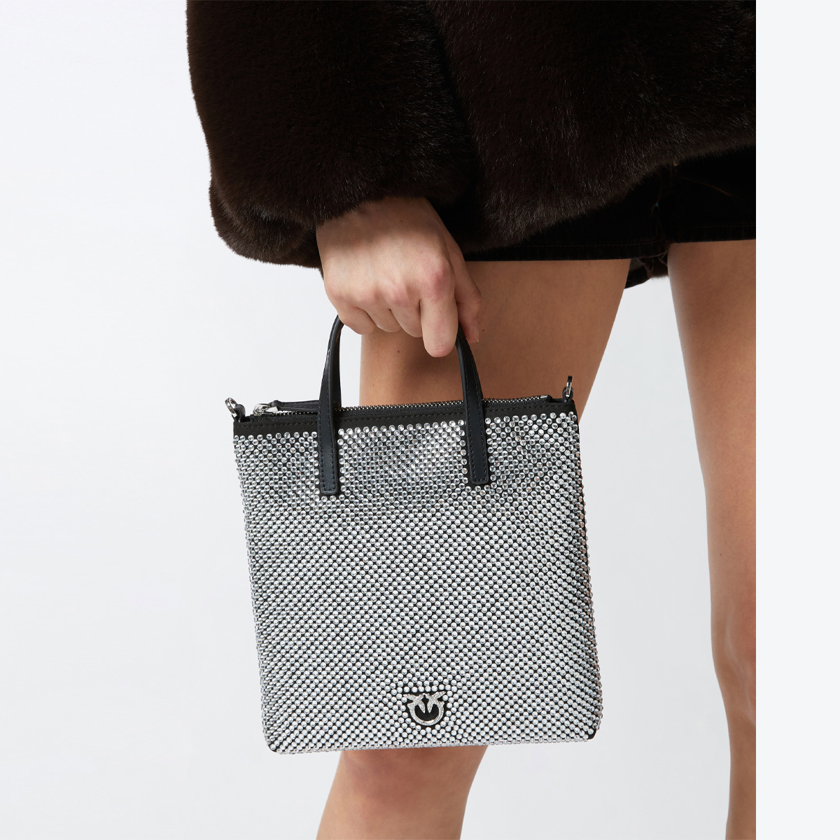 Pinko Mini Shopper Strass Jewel Nero Canna Di Fucile - 6 Pinko Mini Shopper Strass Jewel Nero Canna Di Fucile - 6