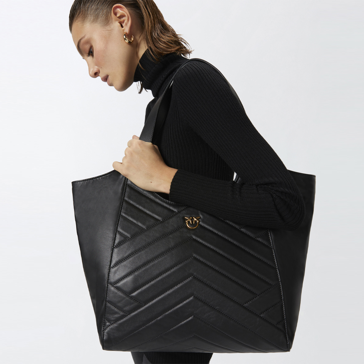 Pinko Tote Bag Puzzle Nero Antique Gold - 2 Pinko Tote Bag Puzzle Nero Antique Gold - 2