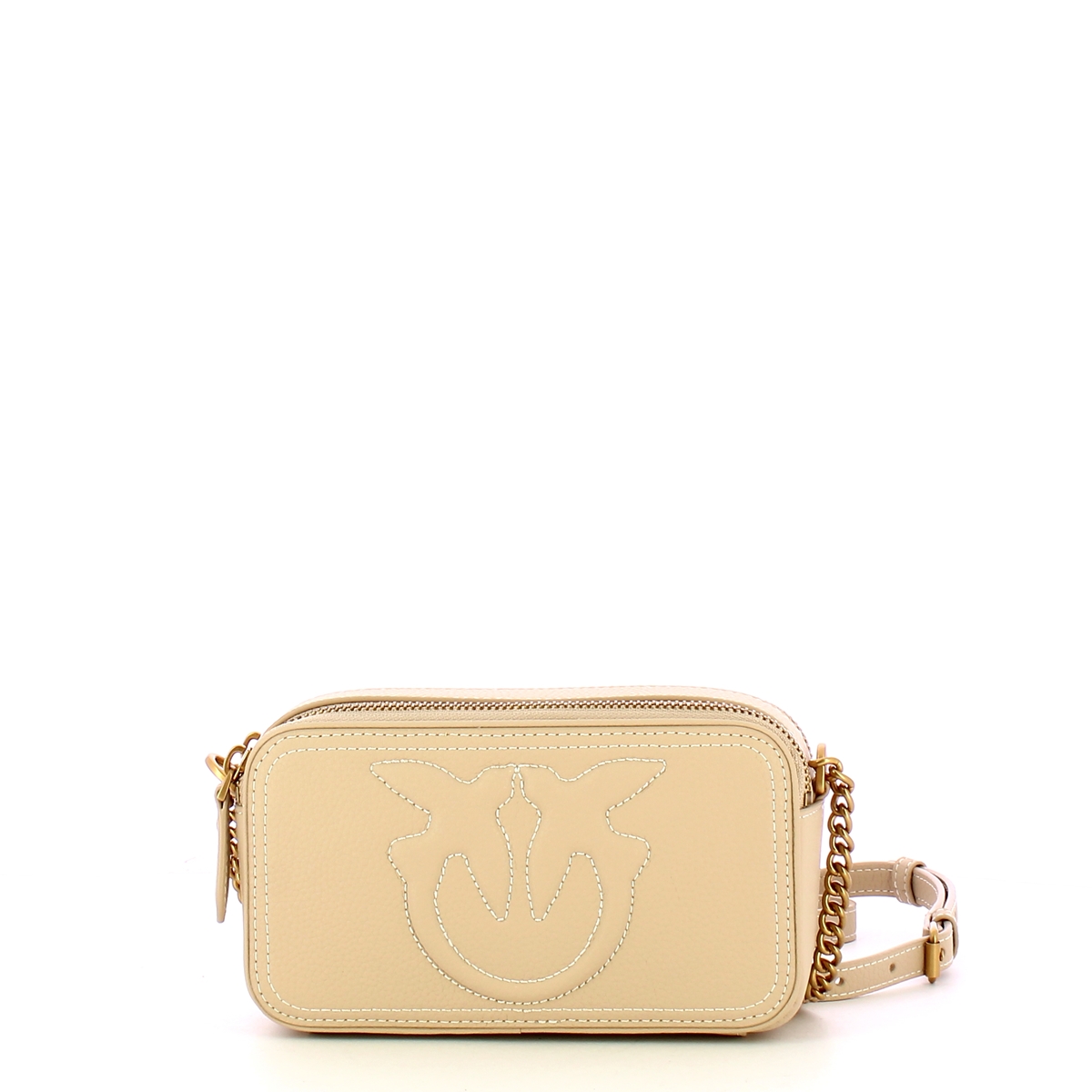 Pinko Camera Case Carrie Mini Beige Grigio Fumo Antique Gold - 1