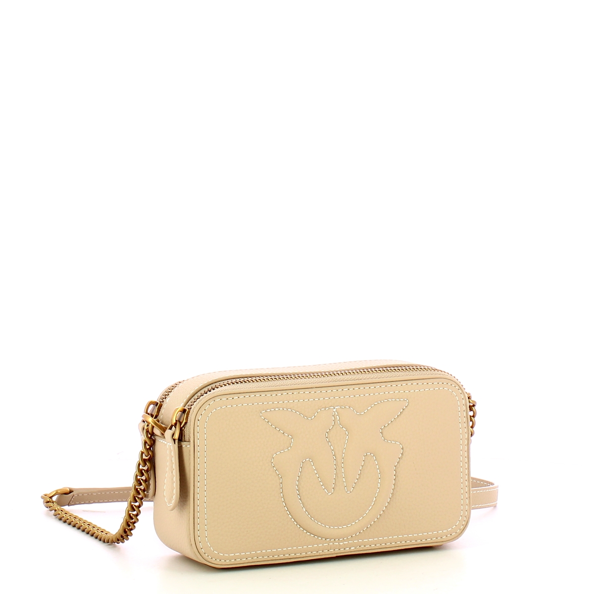 Pinko Camera Case Carrie Mini Beige Grigio Fumo Antique Gold - 2