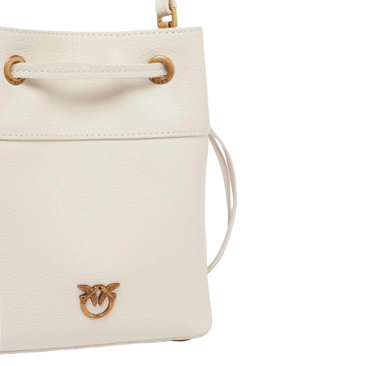 Pinko Borsa Secchiello piccolo Bianco Seta Antique Gold - 3