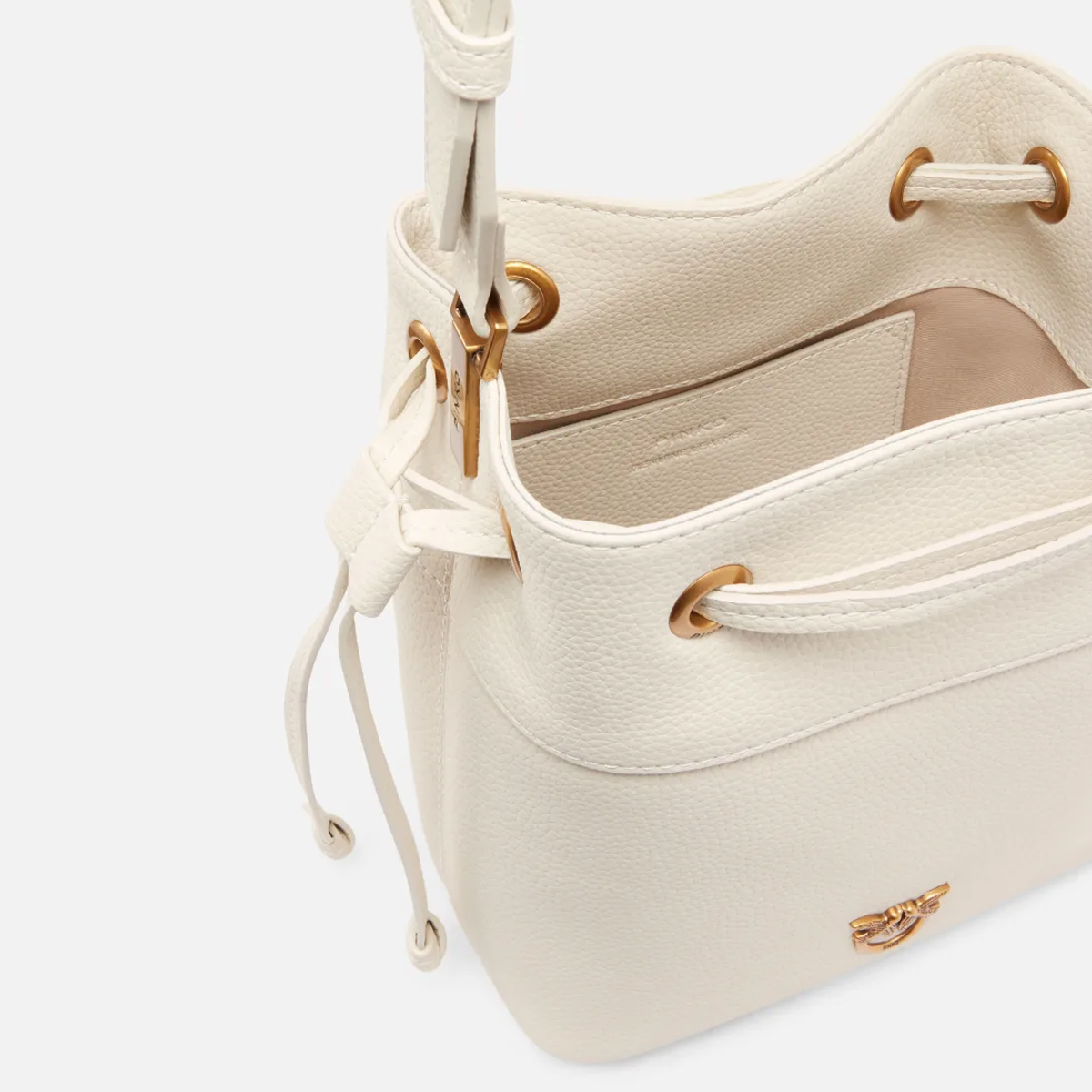 Pinko Borsa Secchiello piccolo Bianco Seta Antique Gold - 4